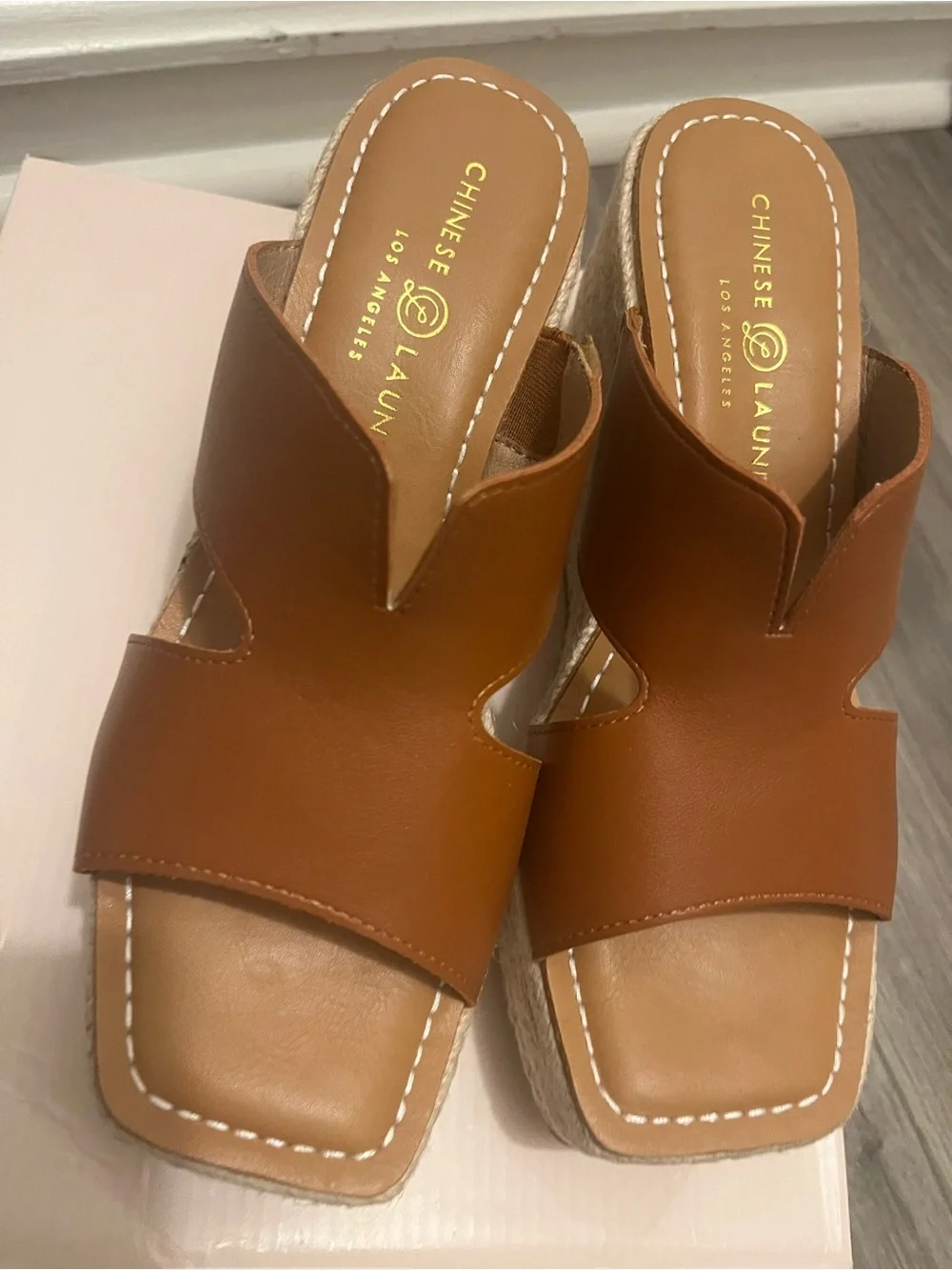 Chinese Laundry Next Door wedge sandal  Espadrille  Sli- Brown